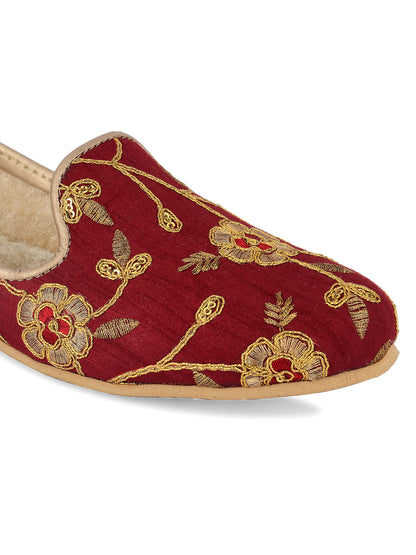 DESI COLOUR Mens Maroon Ethnic Footwear/Punjabi Jutti