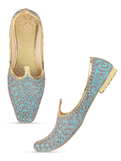 DESI COLOUR Mens Gold Ethnic Footwear/Punjabi Jutti