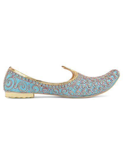 DESI COLOUR Mens Gold Ethnic Footwear/Punjabi Jutti