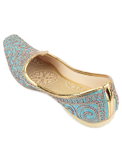 DESI COLOUR Mens Gold Ethnic Footwear/Punjabi Jutti