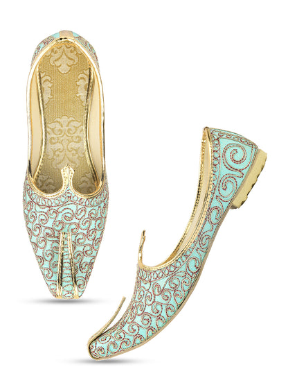 DESI COLOUR Mens Gold Ethnic Footwear/Punjabi Jutti