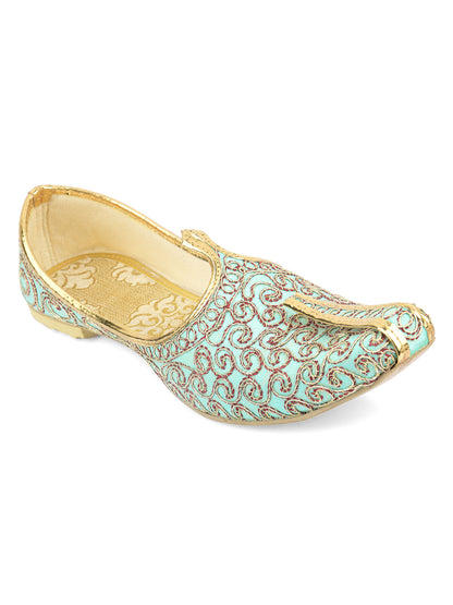 DESI COLOUR Mens Gold Ethnic Footwear/Punjabi Jutti