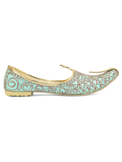 DESI COLOUR Mens Gold Ethnic Footwear/Punjabi Jutti