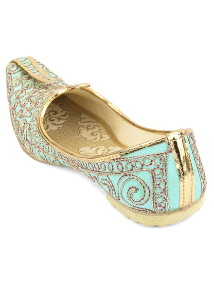 DESI COLOUR Mens Gold Ethnic Footwear/Punjabi Jutti