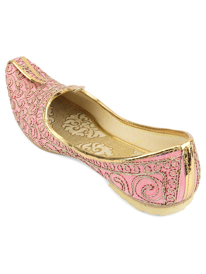 DESI COLOUR Mens Pink Ethnic Footwear/Punjabi Jutti