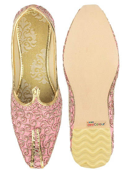 DESI COLOUR Mens Pink Ethnic Footwear/Punjabi Jutti