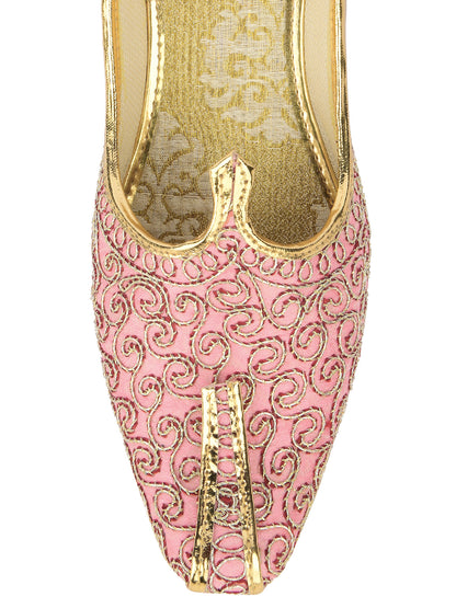 DESI COLOUR Mens Pink Ethnic Footwear/Punjabi Jutti