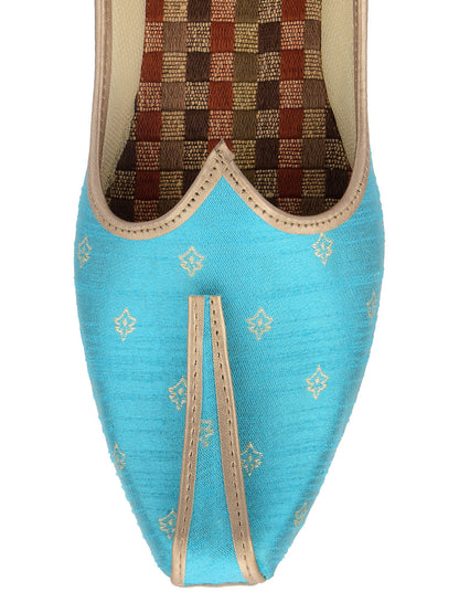 DESI COLOUR Mens Blue Ethnic Footwear/Punjabi Jutti