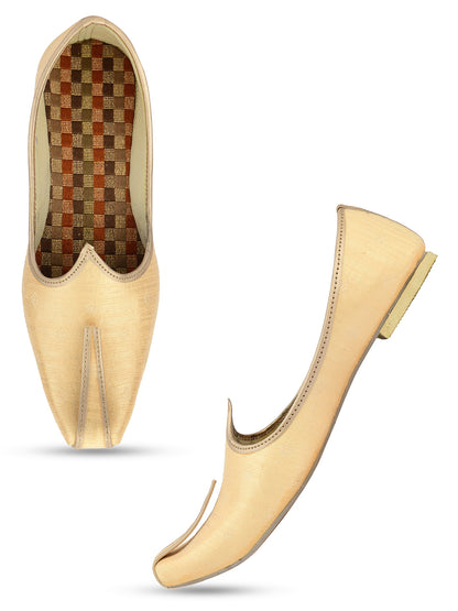 DESI COLOUR Mens Gold Ethnic Footwear/Punjabi Jutti