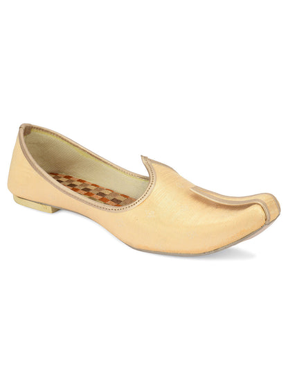 DESI COLOUR Mens Gold Ethnic Footwear/Punjabi Jutti