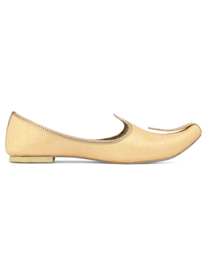 DESI COLOUR Mens Gold Ethnic Footwear/Punjabi Jutti