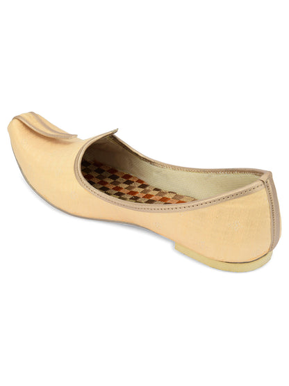 DESI COLOUR Mens Gold Ethnic Footwear/Punjabi Jutti