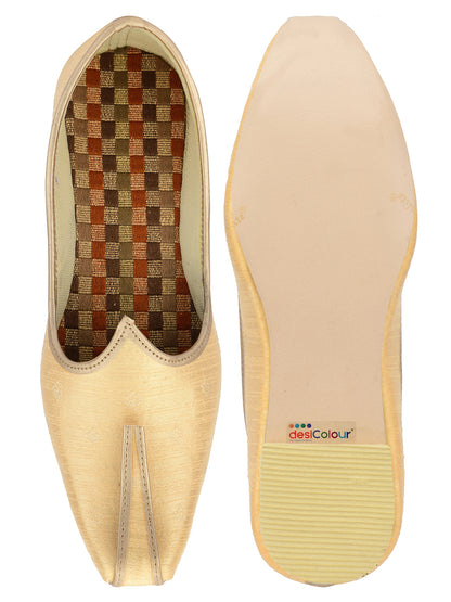 DESI COLOUR Mens Gold Ethnic Footwear/Punjabi Jutti