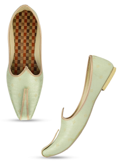 DESI COLOUR Mens Sea Green Ethnic Footwear/Punjabi Jutti