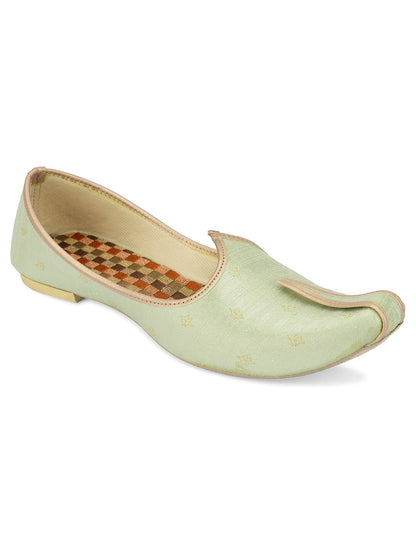 DESI COLOUR Mens Sea Green Ethnic Footwear/Punjabi Jutti