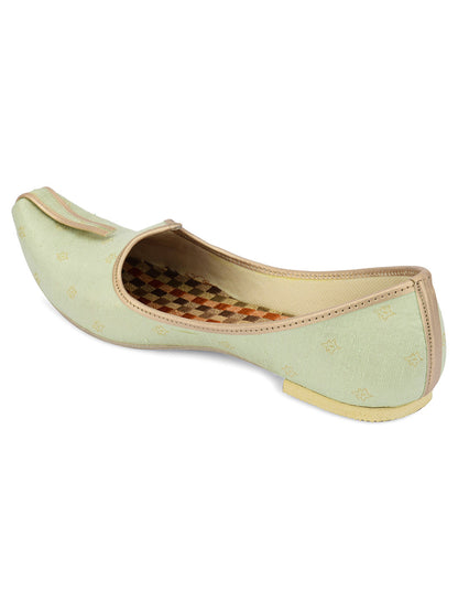 DESI COLOUR Mens Sea Green Ethnic Footwear/Punjabi Jutti