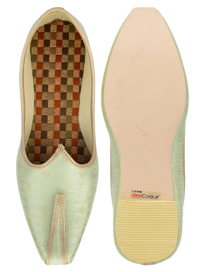 DESI COLOUR Mens Sea Green Ethnic Footwear/Punjabi Jutti