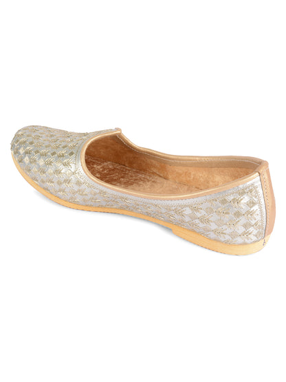 DESI COLOUR Mens Gold Ethnic Footwear/Punjabi Jutti