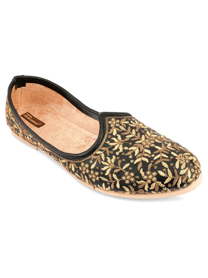 DESI COLOUR Mens Black Ethnic Footwear/Punjabi Jutti