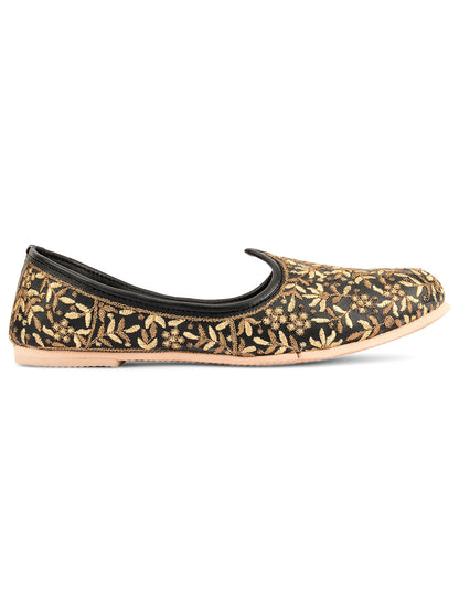 DESI COLOUR Mens Black Ethnic Footwear/Punjabi Jutti