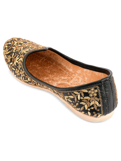 DESI COLOUR Mens Black Ethnic Footwear/Punjabi Jutti