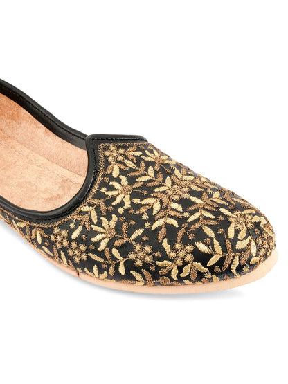 DESI COLOUR Mens Black Ethnic Footwear/Punjabi Jutti