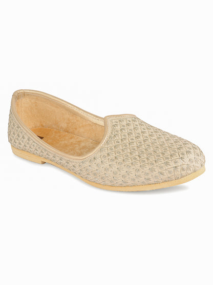 DESI COLOUR Mens Gold Ethnic Footwear/Punjabi Jutti