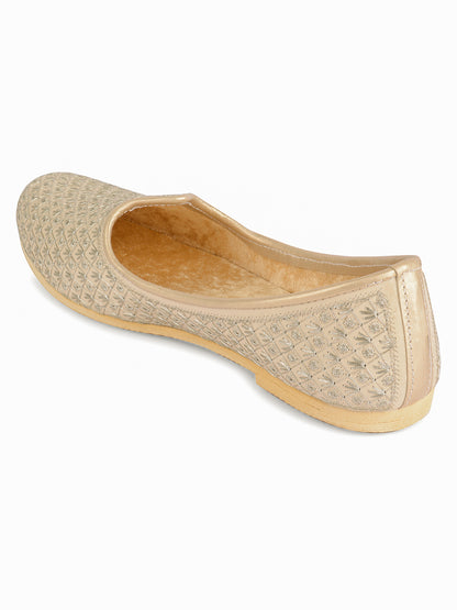 DESI COLOUR Mens Gold Ethnic Footwear/Punjabi Jutti