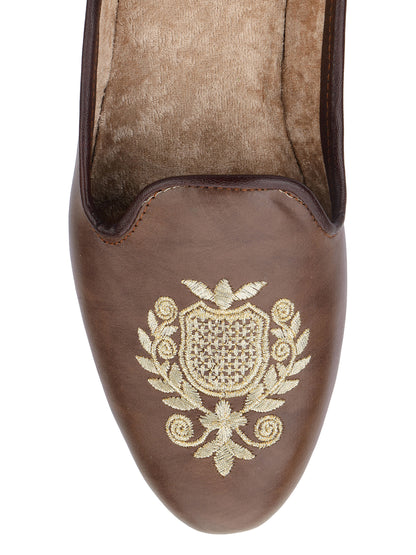 DESI COLOUR Mens Gold Ethnic Footwear/Punjabi Jutti