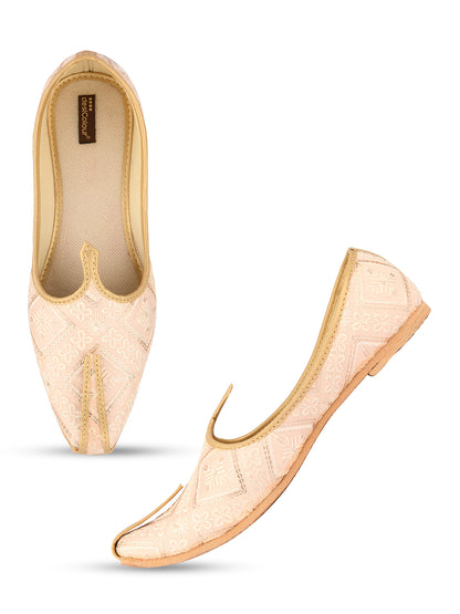 DESI COLOUR Mens Gold Ethnic Footwear/Punjabi Jutti