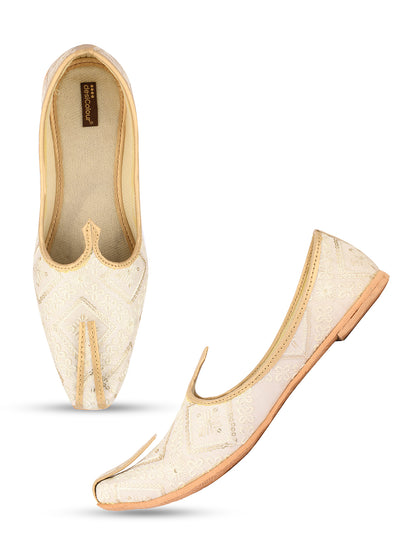 DESI COLOUR Mens Gold Ethnic Footwear/Punjabi Jutti