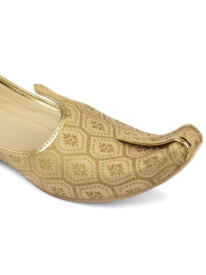 DESI COLOUR Mens Gold Ethnic Footwear/Punjabi Jutti