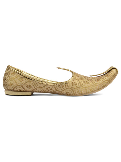 DESI COLOUR Mens Gold Ethnic Footwear/Punjabi Jutti