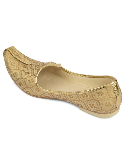 DESI COLOUR Mens Gold Ethnic Footwear/Punjabi Jutti