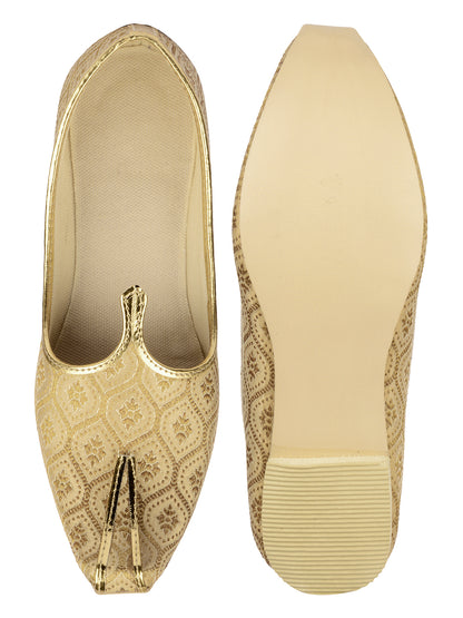 DESI COLOUR Mens Gold Ethnic Footwear/Punjabi Jutti