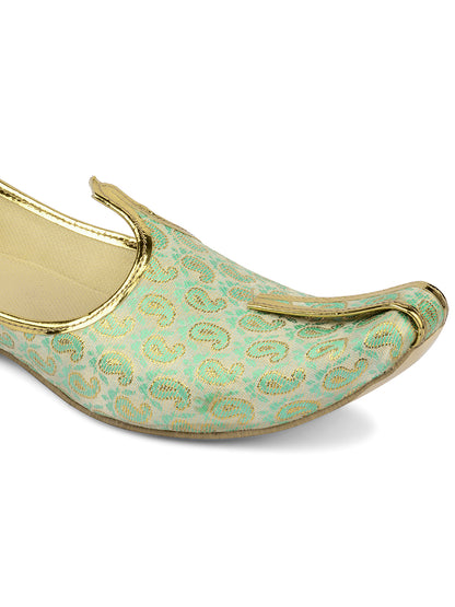 DESI COLOUR Mens Sea Green Ethnic Footwear/Punjabi Jutti