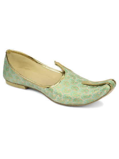 DESI COLOUR Mens Sea Green Ethnic Footwear/Punjabi Jutti