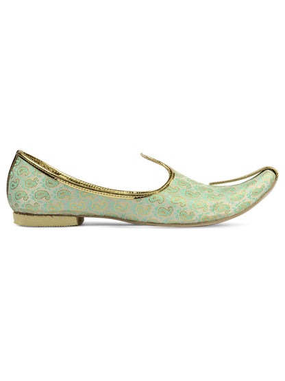 DESI COLOUR Mens Sea Green Ethnic Footwear/Punjabi Jutti