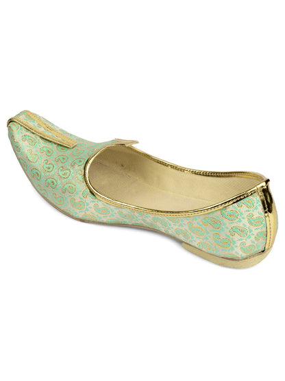 DESI COLOUR Mens Sea Green Ethnic Footwear/Punjabi Jutti