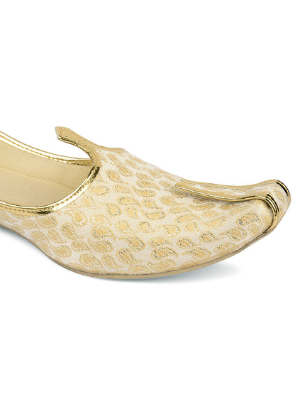 DESI COLOUR Mens Gold Ethnic Footwear/Punjabi Jutti