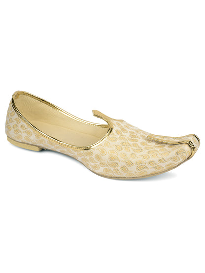 DESI COLOUR Mens Gold Ethnic Footwear/Punjabi Jutti