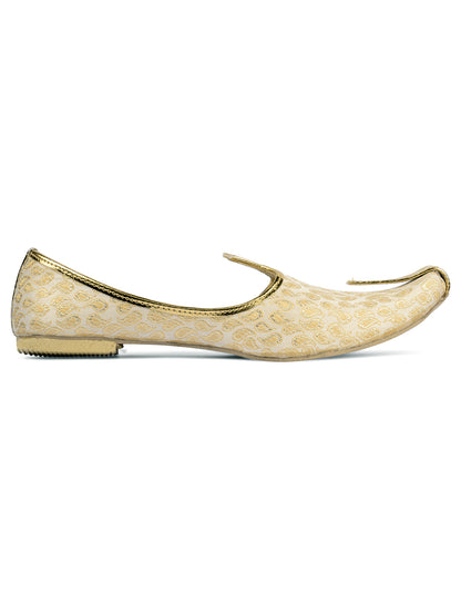 DESI COLOUR Mens Gold Ethnic Footwear/Punjabi Jutti