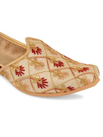 DESI COLOUR Mens Gold Ethnic Footwear/Punjabi Jutti