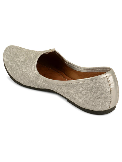 DESI COLOUR Mens Silver Ethnic Footwear/Punjabi Jutti