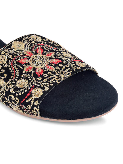 DESI COLOUR Women Black Ethnic Punjabi Jutti