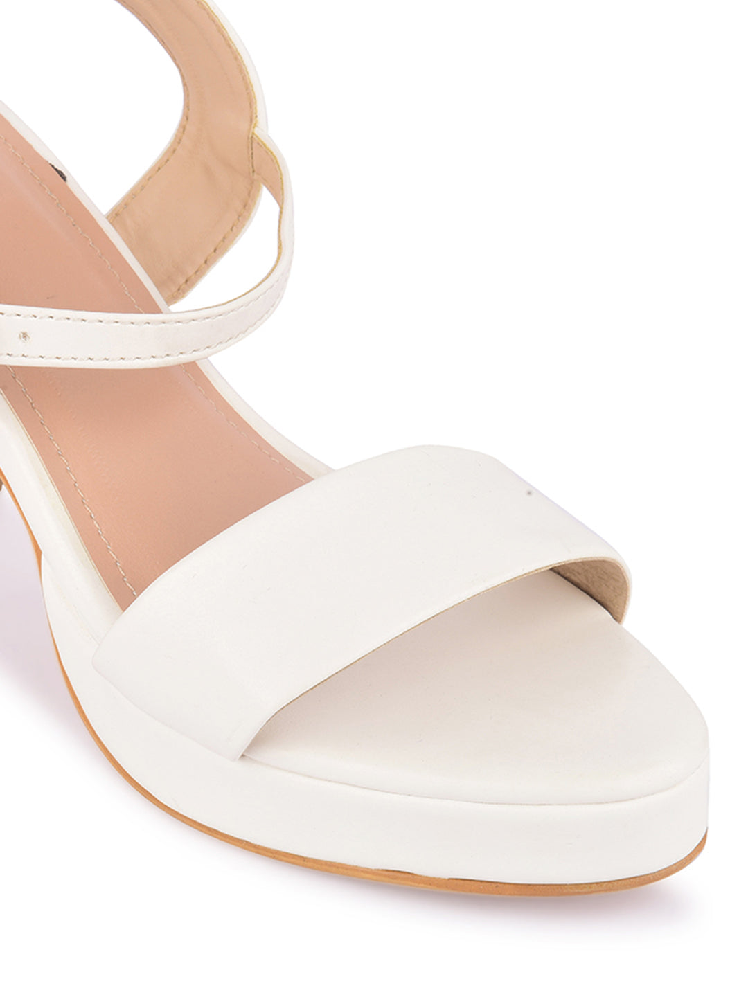 White Satin Block Heel Sandals with Pearls, Wedding Shoes, Flower Girl