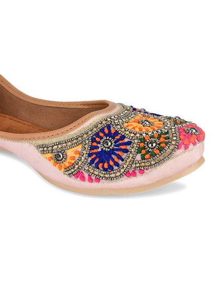 DESI COLOUR Women Pink Ethnic Punjabi Jutti