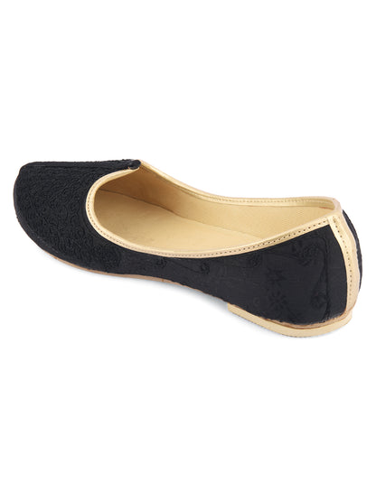 DESI COLOUR Mens Black Ethnic Footwear/Punjabi Jutti