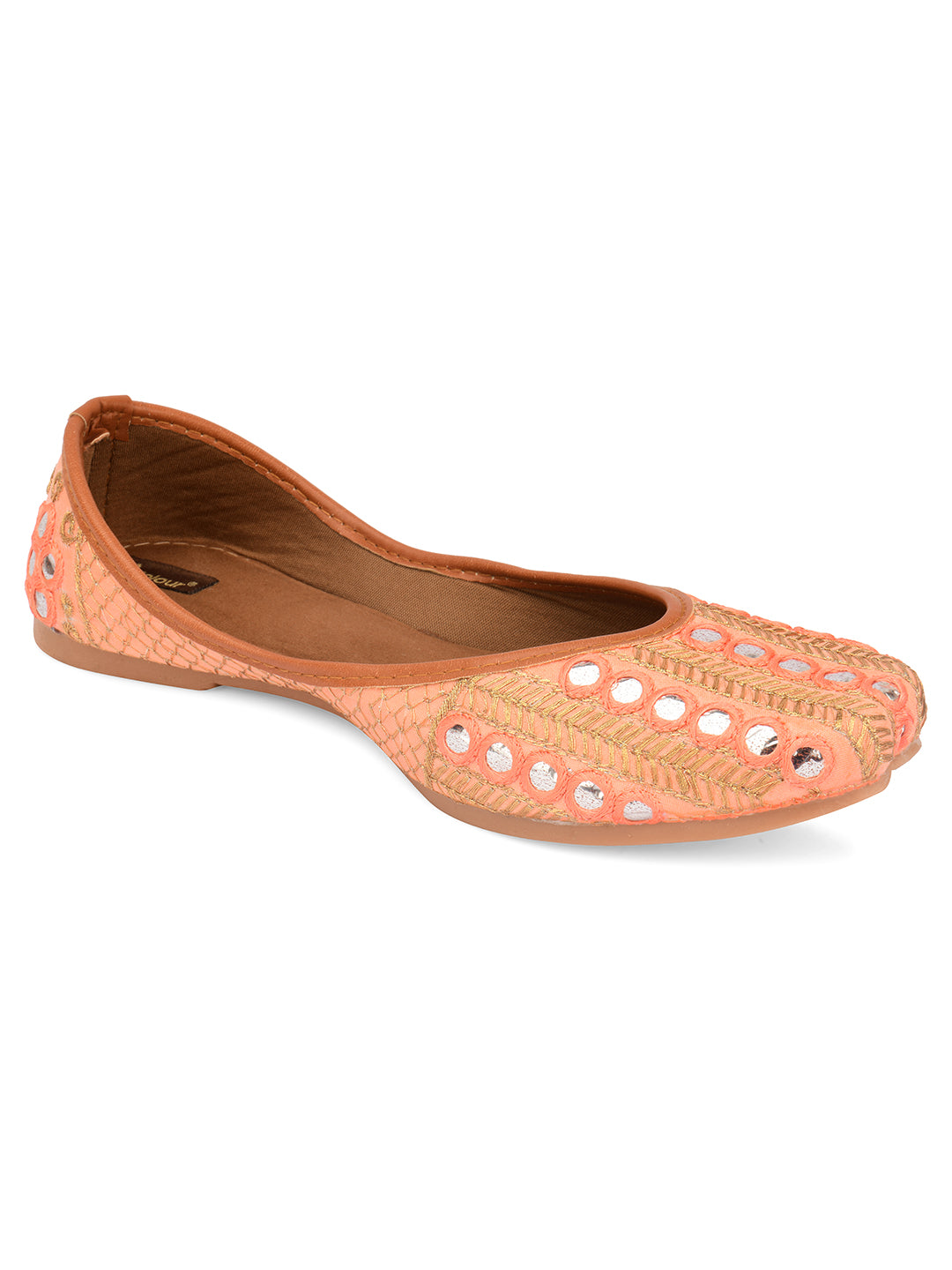 DESI COLOUR Women Peach Ethnic Punjabi Jutti