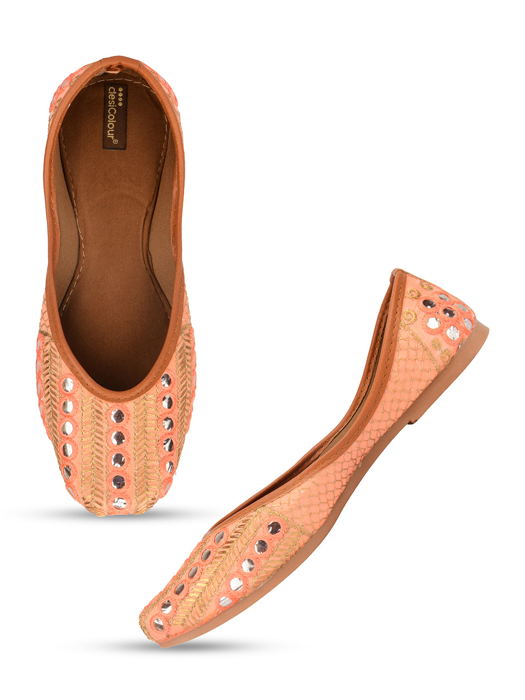 DESI COLOUR Women Peach Ethnic Punjabi Jutti